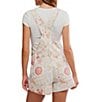 Free People Ziggy Floral Printed Square Neck Sleeveless Denim Shortall