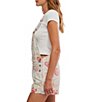 Free People Ziggy Floral Printed Square Neck Sleeveless Denim Shortall