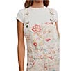 Free People Ziggy Floral Printed Square Neck Sleeveless Denim Shortall
