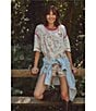 Free People Ziggy Floral Printed Square Neck Sleeveless Denim Shortall