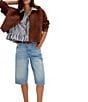 Free People We The Free Bailey Stripe Print Point Collar 3/4 Sleeve Ruffle High-Low Hem Button Front Blouse