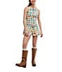 Free People Dune Dancer Printed Boat Neck Sleeveless Drop-Waist Romper