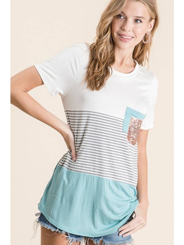 LMT1581-Crew Love Colorblock Crew-Neck T Shirt