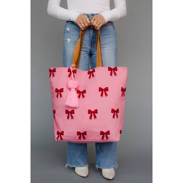 Pink & Red Bow Tote