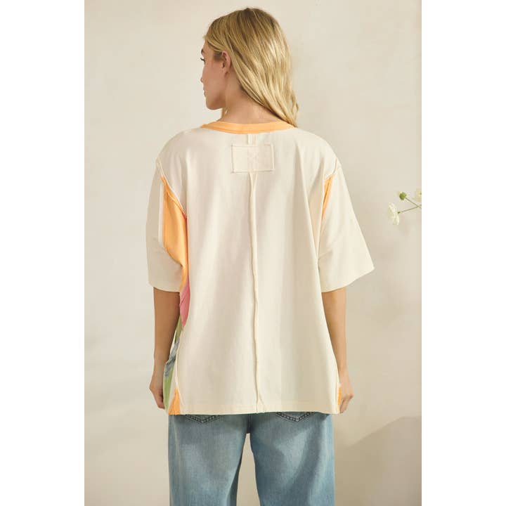 Sunset Colorblock Oversized Tee (ST7727)