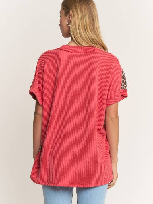 ET8038-11 Colorblock Urban Rib Knit Top