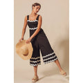 Scallop Ric Rac Trimmed Wide Leg Summer Jumpsuit