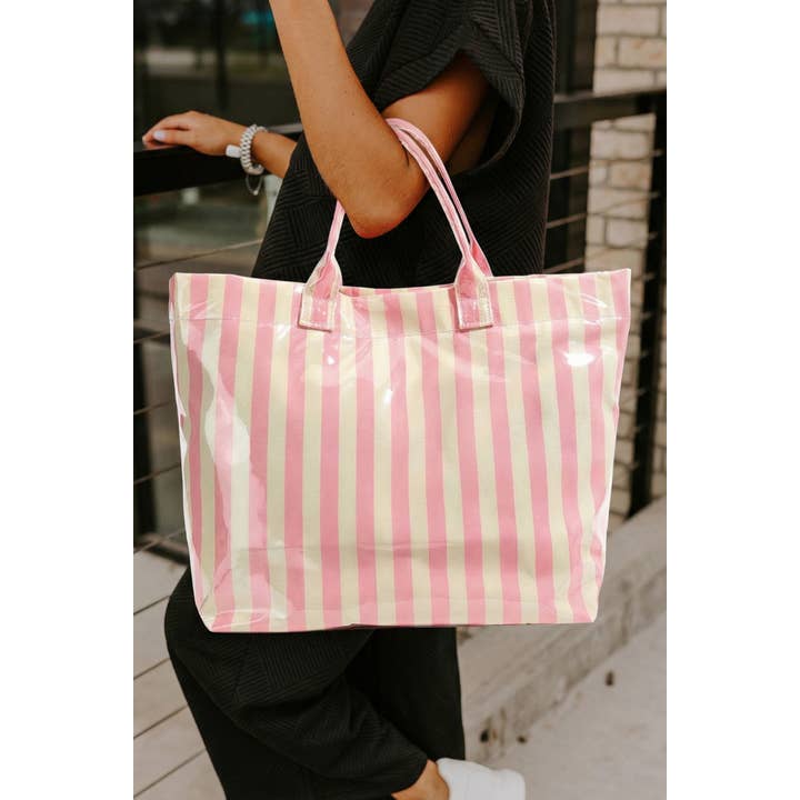 Ldc Glossy Striped Large Tote Bag