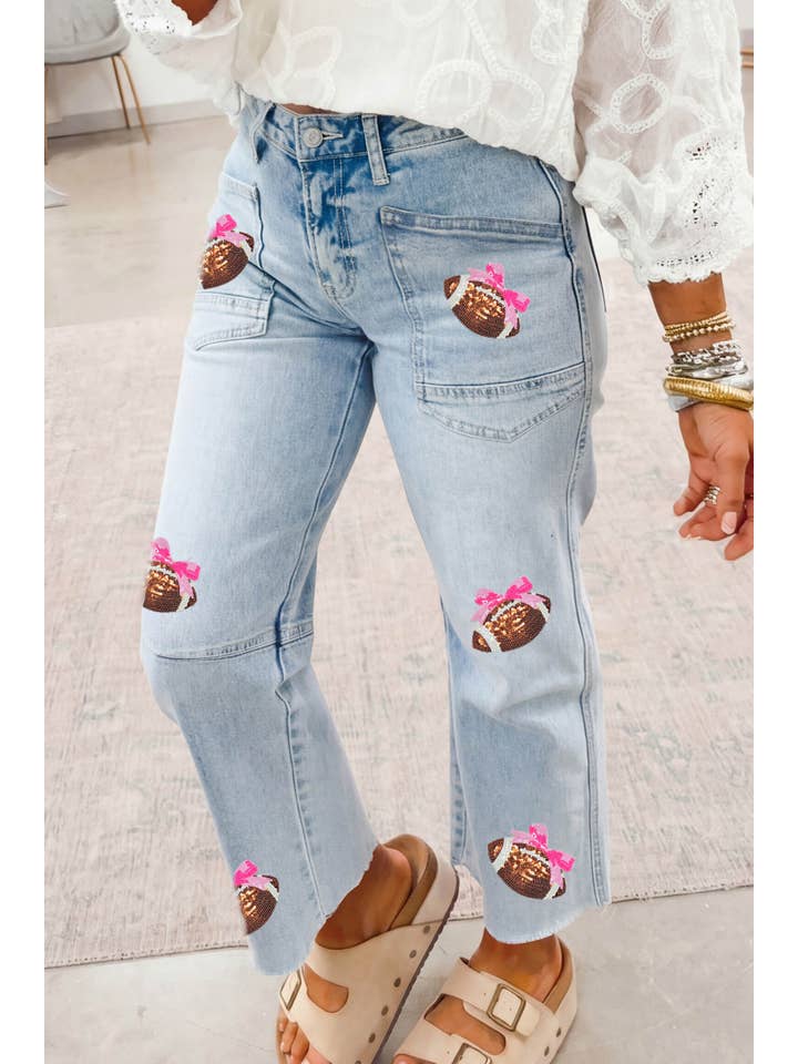 Ldc Game Day High Waist Ankle-Length Patchwork Jeans