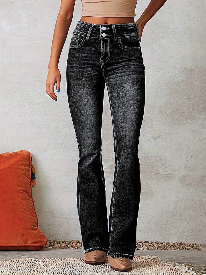 Vintage Stretch Washed Street Bootcut Jeans