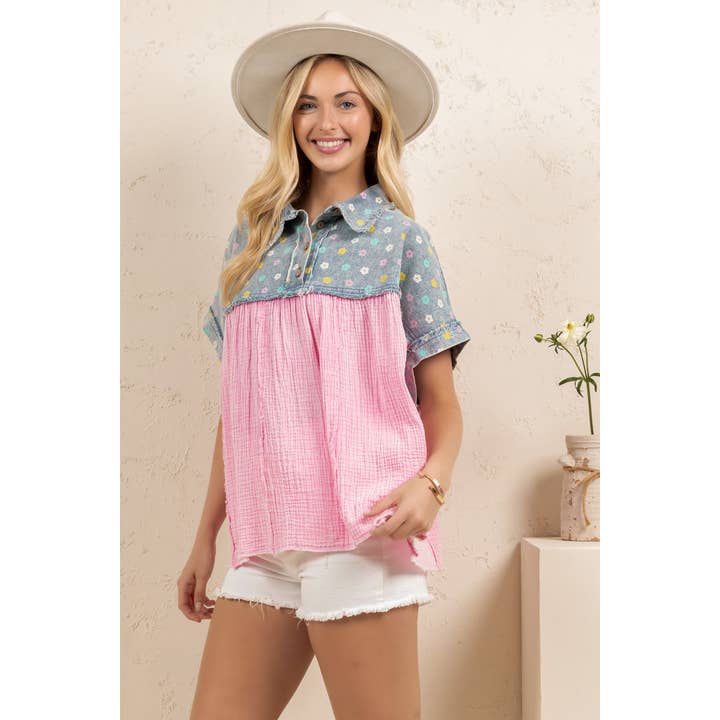 Petal Patch Babydoll Top (ST8375)