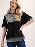 Ghingham Color Block Top with Short Sleeves -CT43939A