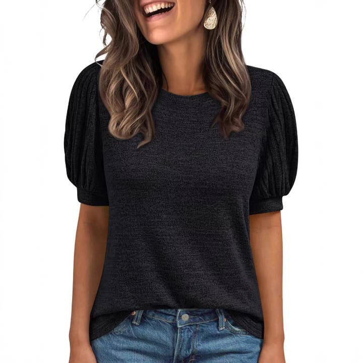 Solid Color Crew Neck Color Block Short Sleeve T-Shirt