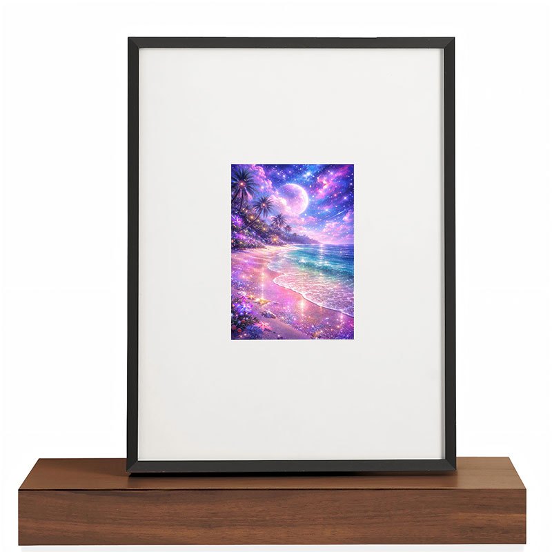 1pc, 5D Dreamy Starry Sky Beach Diamond Painting, Moonlight Coconut Tree Seascape DIY Handmade Rhinestone Decorative Painting, Frameless Diamond Painting