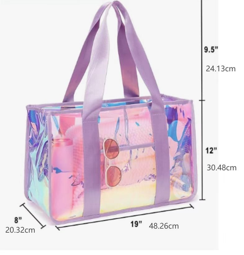 Pvc Waterproof Shoulder Bag Laser Clear Beach Tote Bag