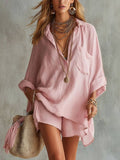 Women's Summer Cotton Linen Beach Set with Pockets