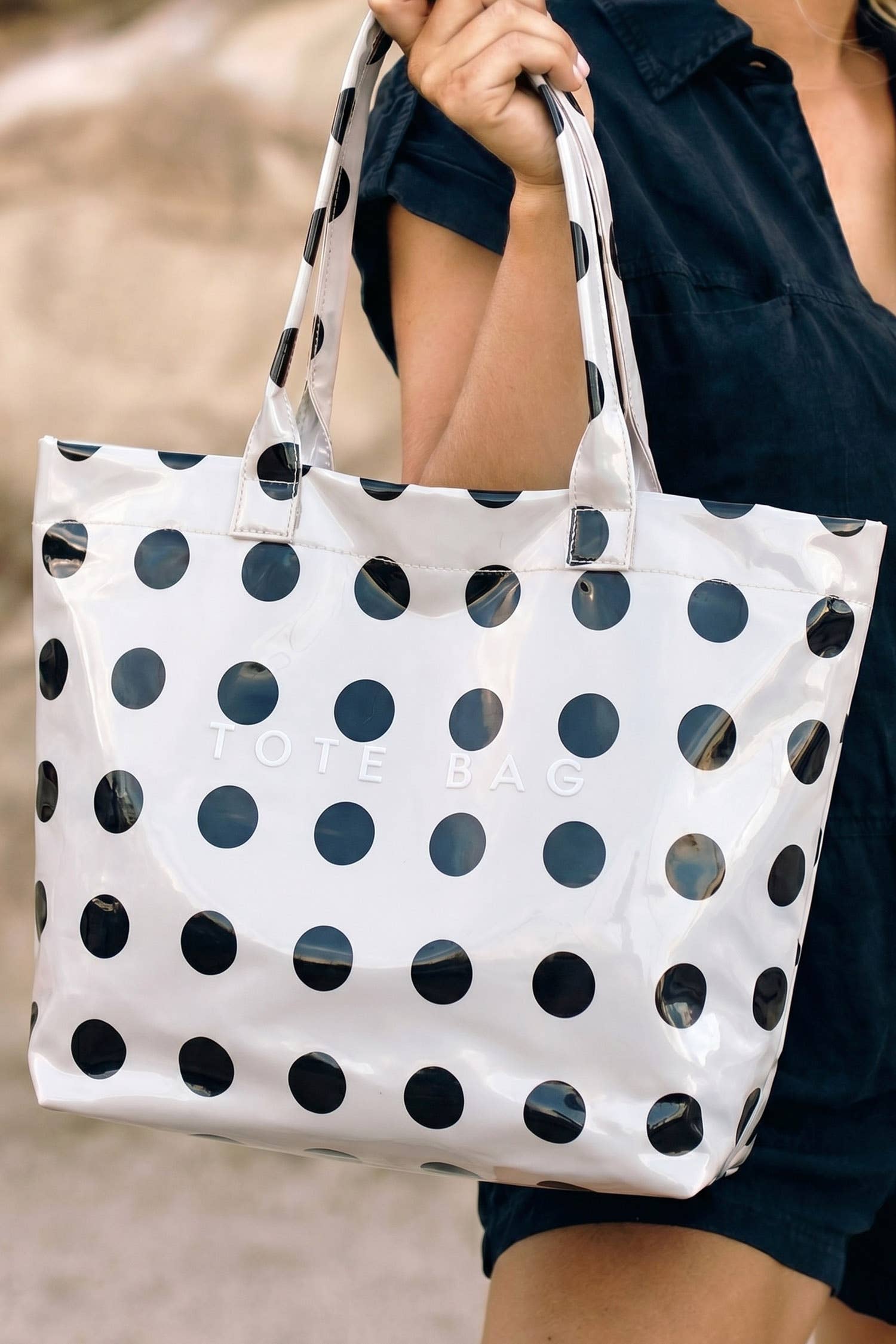 Ldc Polka Dot Durable Waterproof Pvc Tote Bag