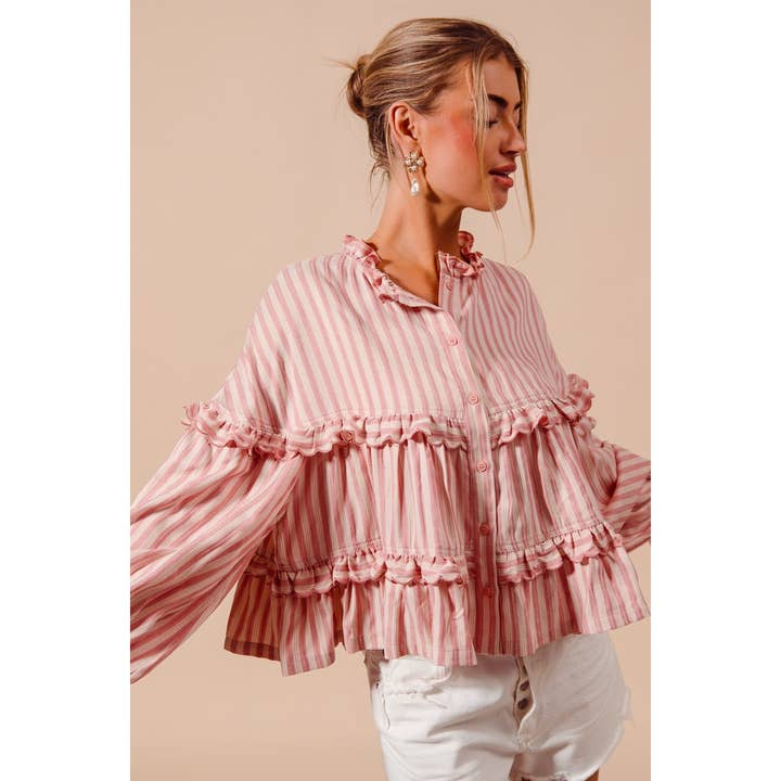 Variegated Stripe Reversible Flowy Boho Top