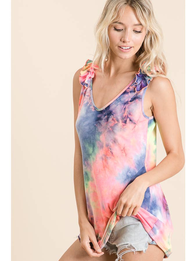 LMT1714-Ruffled Up To Dye Top