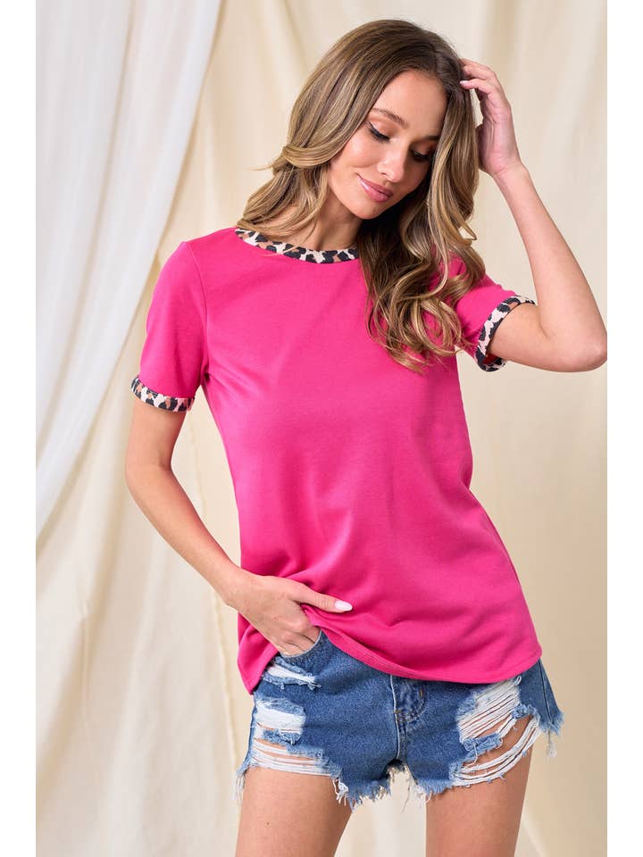 LMT3989-RELAXED Fit Leopard Print Top