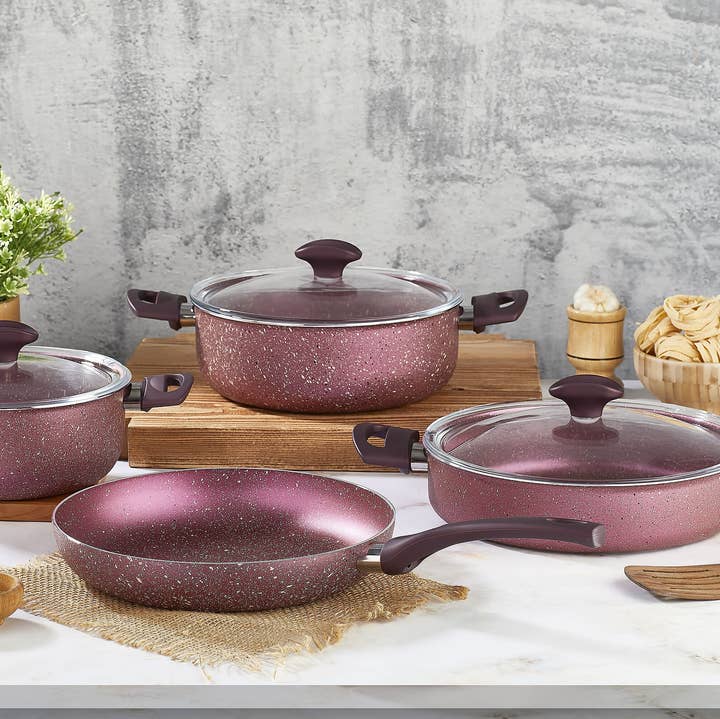 Fred 7-Piece Granite Non-Stick Cookware Set in Fuchsia