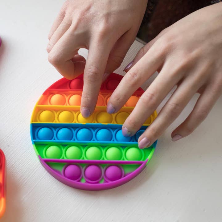 Pop Fidget Toy Silicone Bubble Popping Game | Rainbow Round