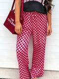 Rose Elastic Waist Plaid Full-Length Shift Pants