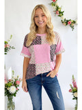 Floral Patchwork Short Sleeve Top T6396