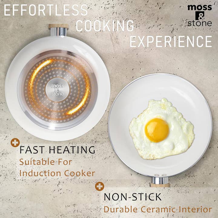 6 Piece Nonstick Cookware Set, Pots and Pans Set Non Stick with Glass Lid, Induction Cookware, Stay-Cool Handles, Ptfe/Pfoa