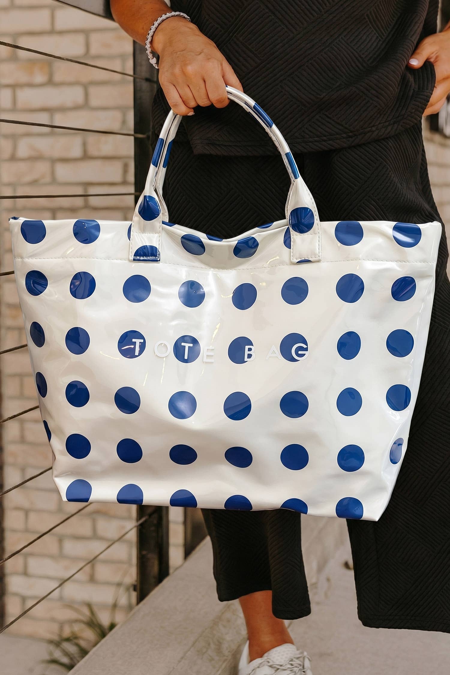 Ldc Polka Dot Durable Waterproof Pvc Tote Bag