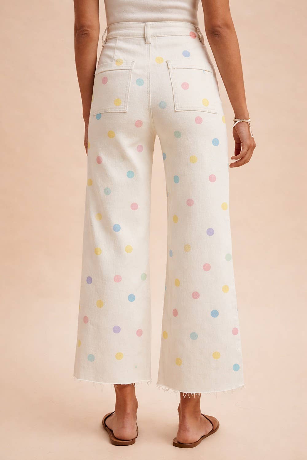 Comfort Stretch Pastel Polkadot Wide Leg Jean