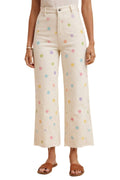 Comfort Stretch Pastel Polkadot Wide Leg Jean