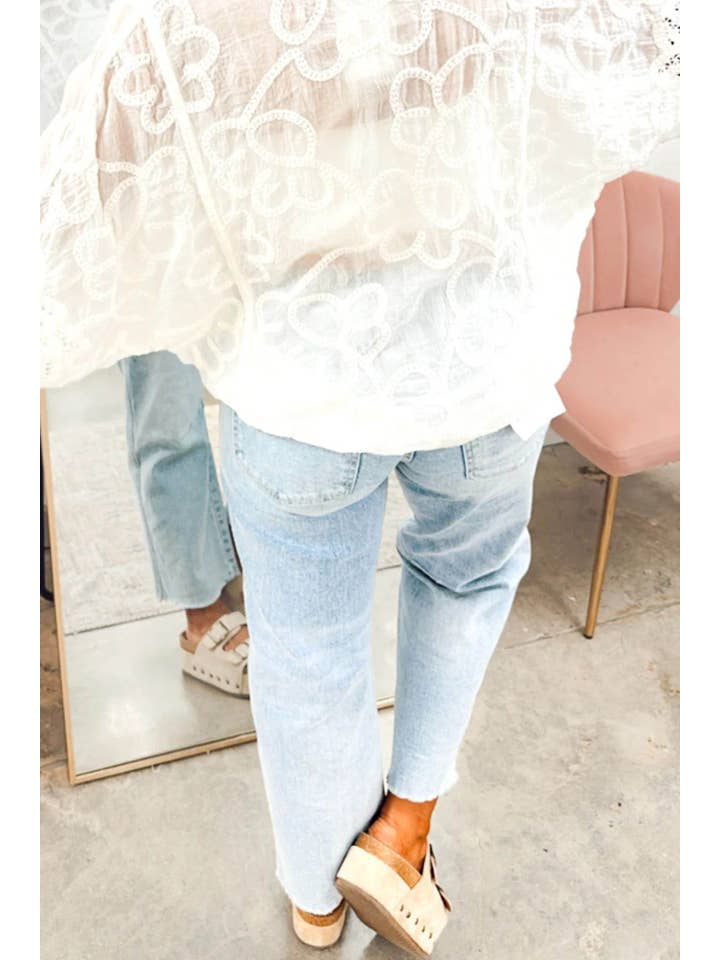 Ldc Game Day High Waist Ankle-Length Patchwork Jeans
