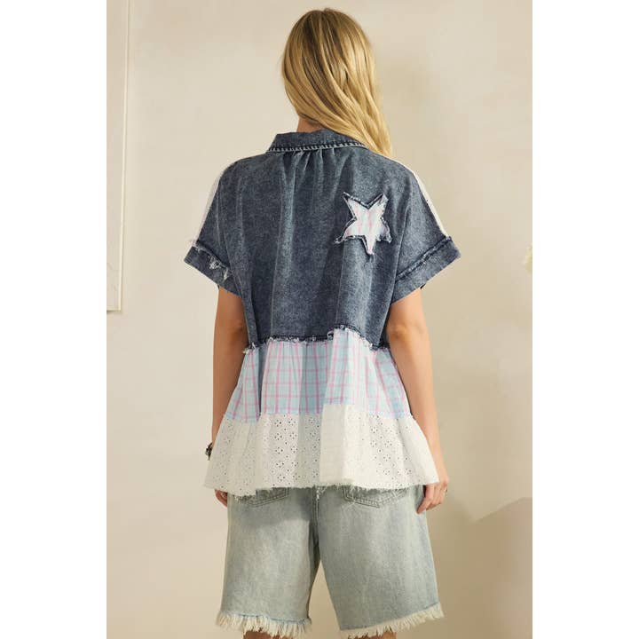 Lace & Stars Denim Blouse