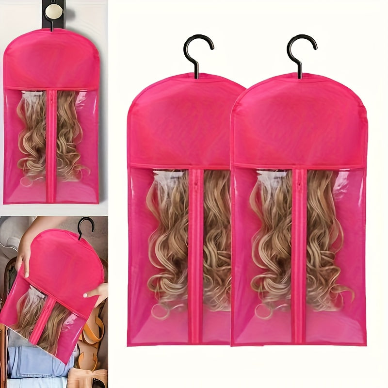 3pcs Set, Wig Dust Bag Set, Including 1 60Cm Long Storage Bag And 2 Large Hooks, Suitable for Wig Storage And Wig Dust Prevention, Portable Wig Protective Cover, Essential for Outings