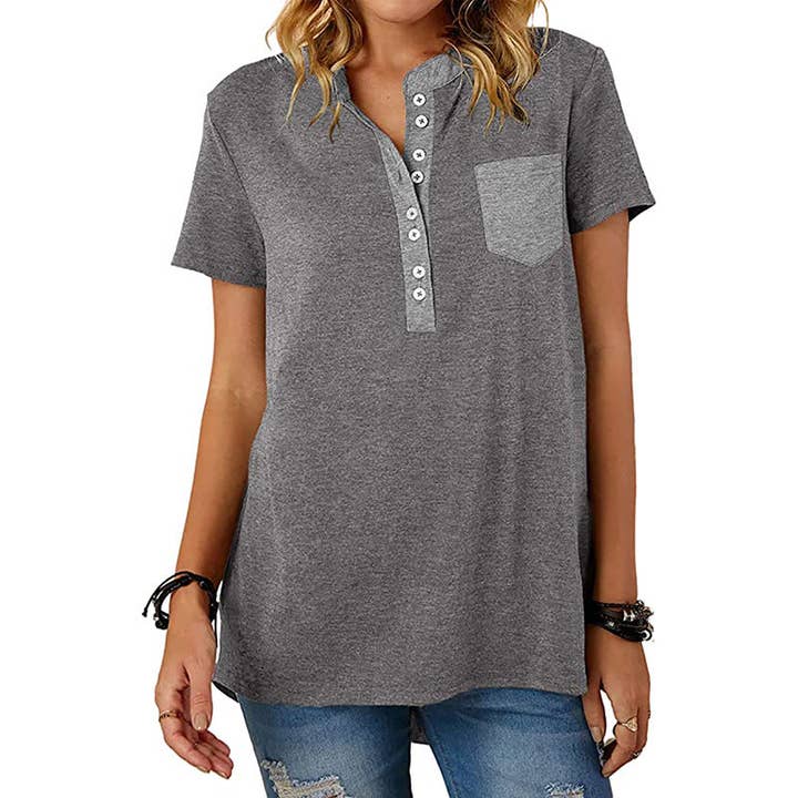 Women Casual Pocket Detail Oversized T Shirt