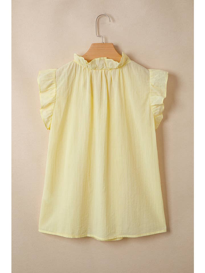 Ldc Solid Ruffle Sleeveless Blouse