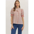 Striped Short Puff Sleeve Top