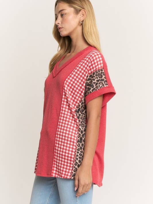 ET8038-11 Colorblock Urban Rib Knit Top