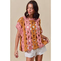 Color Block Open Knit Sweater Vest Top