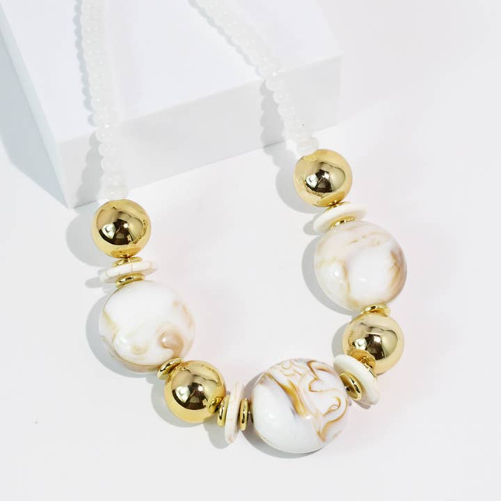 Round Top Cream Necklace