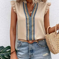 Women's Vintage Lace Collar Sleeveless Ruffle Blouse