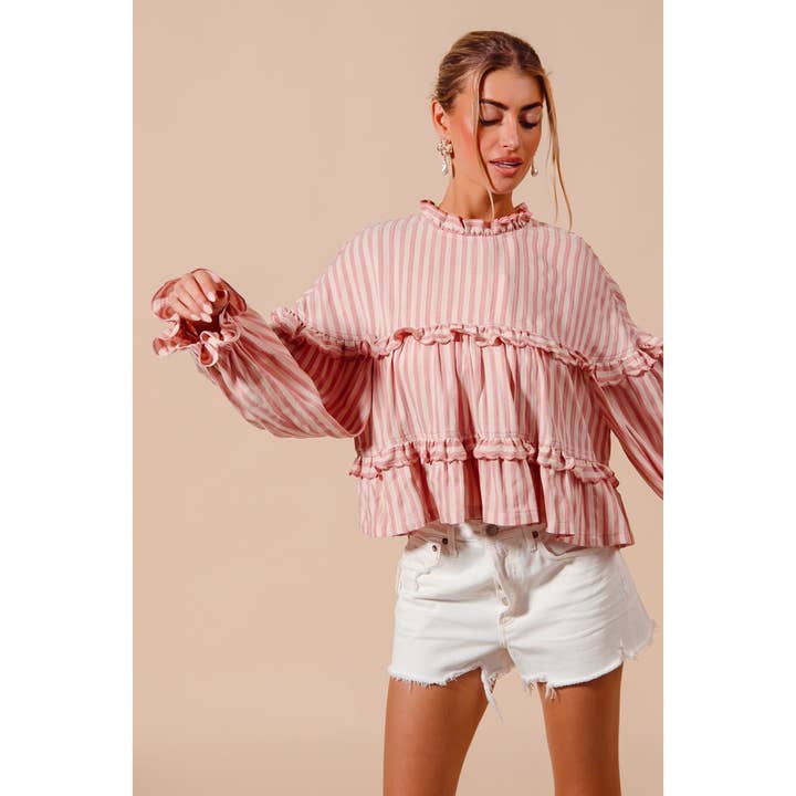 Variegated Stripe Reversible Flowy Boho Top