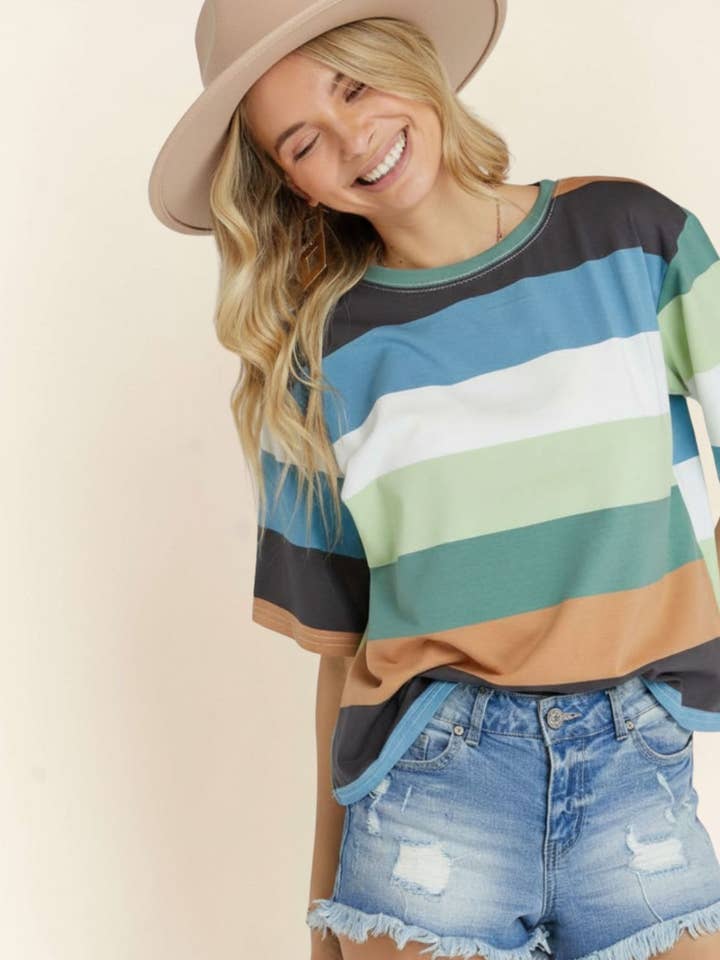 Multi Color Stripe Top- LET2608
