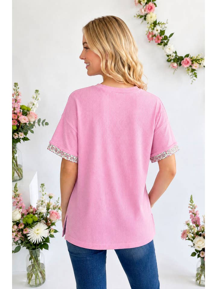 Floral Patchwork Short Sleeve Top T6396