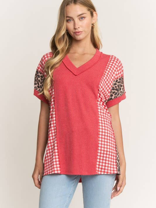 ET8038-11 Colorblock Urban Rib Knit Top