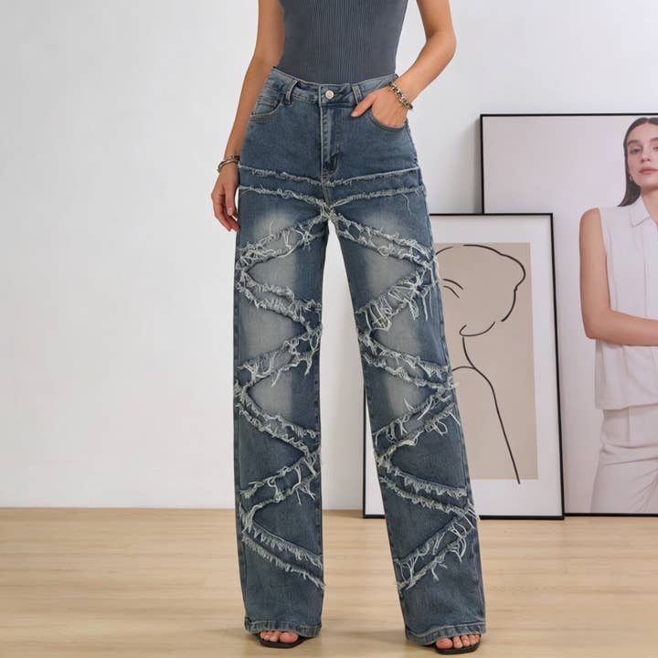 Trendy Western Style Fringe Jeans