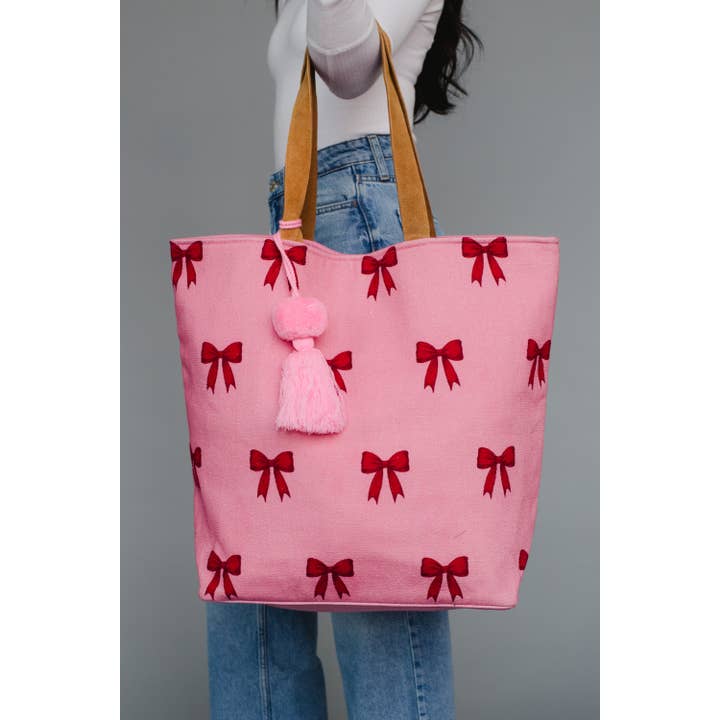 Pink & Red Bow Tote