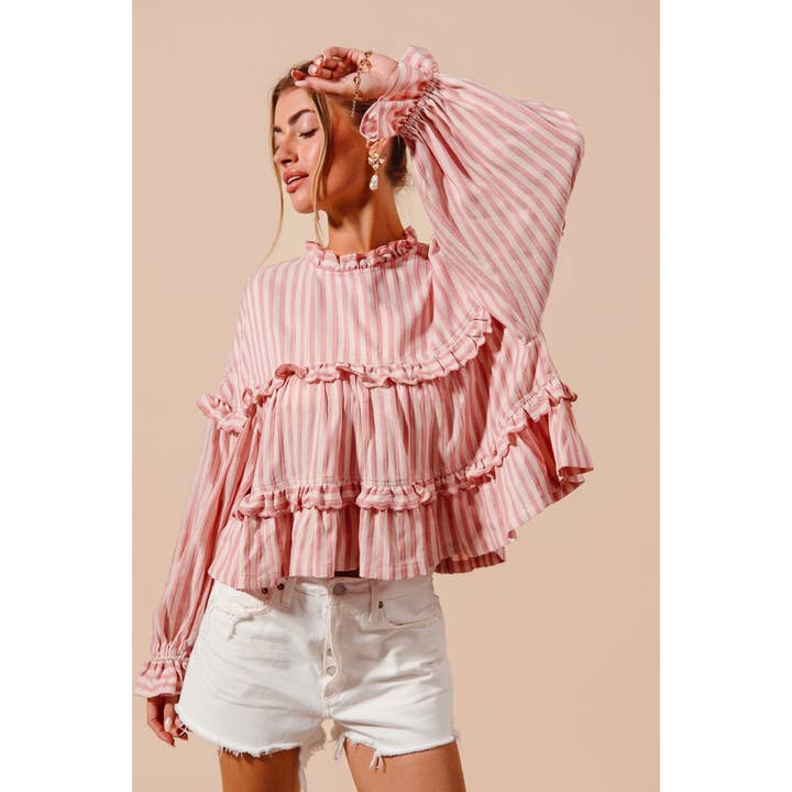 Variegated Stripe Reversible Flowy Boho Top