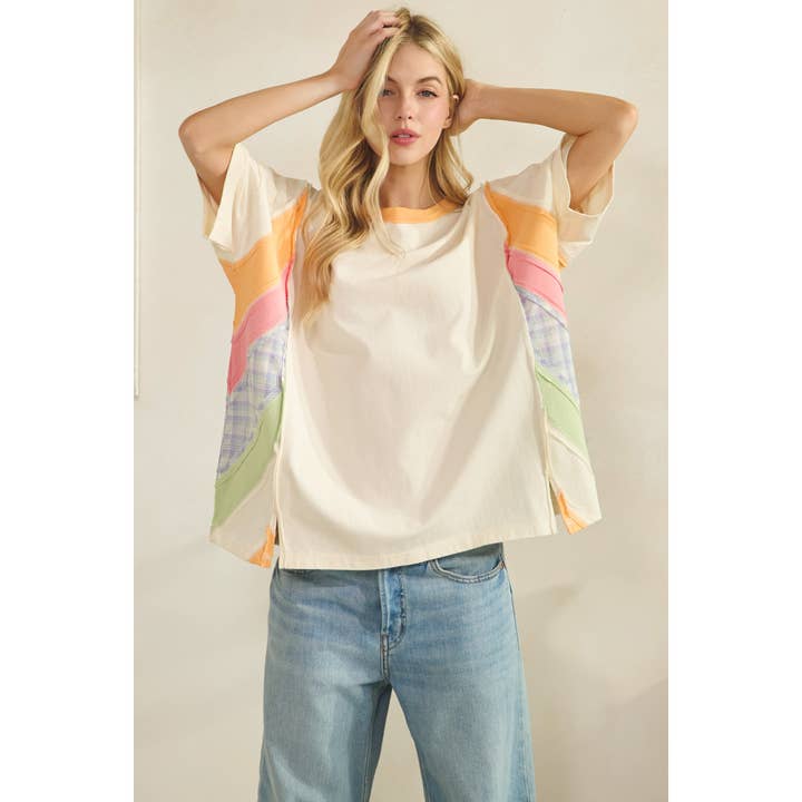 Sunset Colorblock Oversized Tee (ST7727)